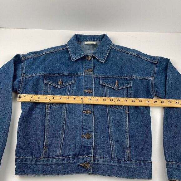 BKE Jacket Women Sz XS Relaxed Jean and plaid flannel Boho Trucker outdoor Blue - Picture 7 of 15
